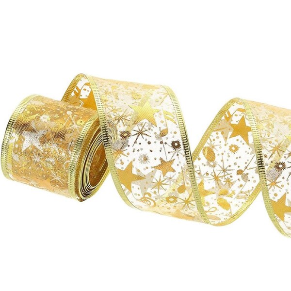 Nevenka Christmas Tree Ribbon Fairy Lights 16.4Ft 50LED USB Powered Indoor Decor-GoldWhite