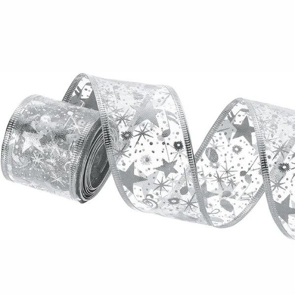 Nevenka Christmas Tree Ribbon Fairy Lights 16.4Ft 50LED USB Powered Indoor Decor-SilverWhite