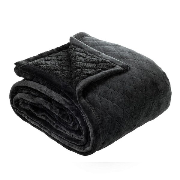 Bianca Mansfield Sherpa Blanket - 480gsm - Home/Room Bedding Charcoal - Superwarm - Polyester