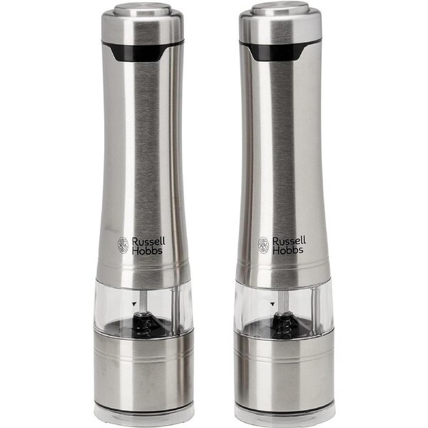 Russell Hobbs 2PCS Electric Salt and Pepper Grinder - Herb Spice Shaker Set Automatic Grinding Herb