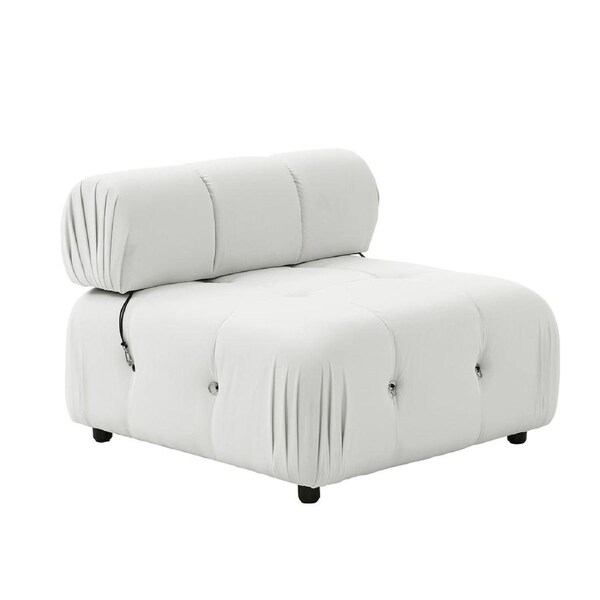 Foret 1pc Armless Seat Modular Extension Lounge Couch Tufted Velvet Sofa 5 Colors Beige