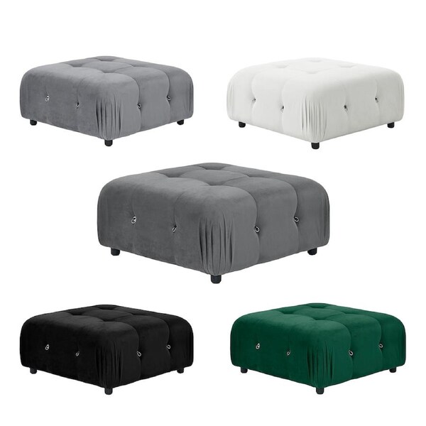 Foret 1pc Sofa Ottoman Modular Sectional Armless Tufted Velvet Couch 5 colors Green