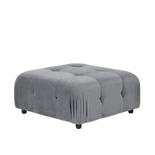 Foret 1pc Sofa Ottoman Modular Sectional Armless Tufted Velvet Couch 5 colors Light Grey
