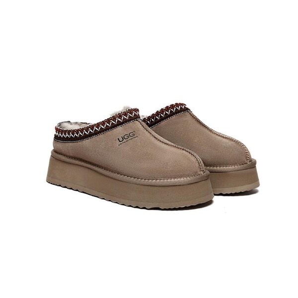 AUSTRALIAN SHEPHERD® UGG Slippers Sheepskin Wool Ankle Platform Tazzy Ventus Brown / AU Ladies 10 / AU Men 8 / EU 41