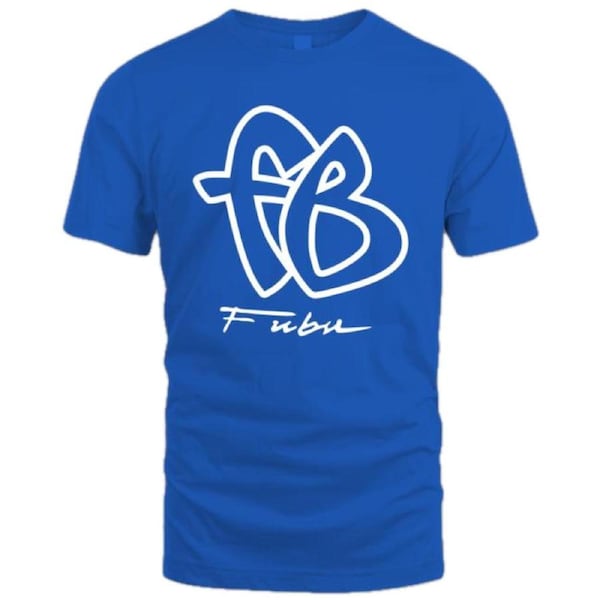 FUBU Drake Classic Logo T Shirt Top Quick Shot Tee - Cobalt Blue/White M