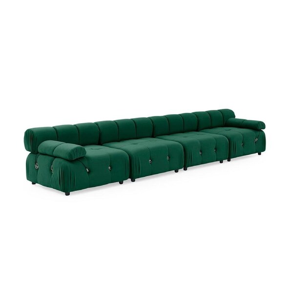 Foret 4 Seater Sofa Modular Arm Seat Tufted Velvet Lounge Couch Chaise 5 Colors Green