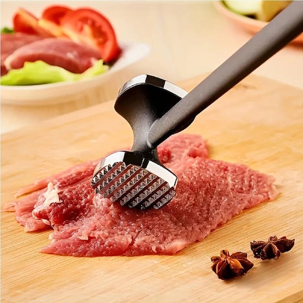 2Pcs Double Sided Zinc Alloy Meat Tenderizer Hammer Pork Chop Steak Meat Mallet