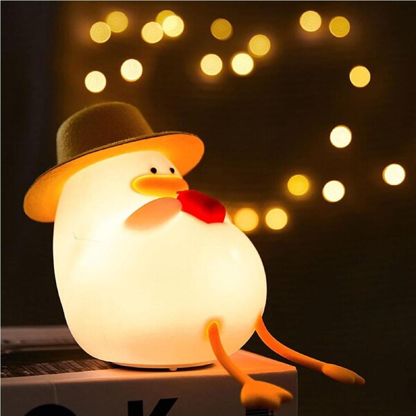 Duck Night Light with Hat Silicone Lamp Cute Bedroom Sleep Light Nightlight