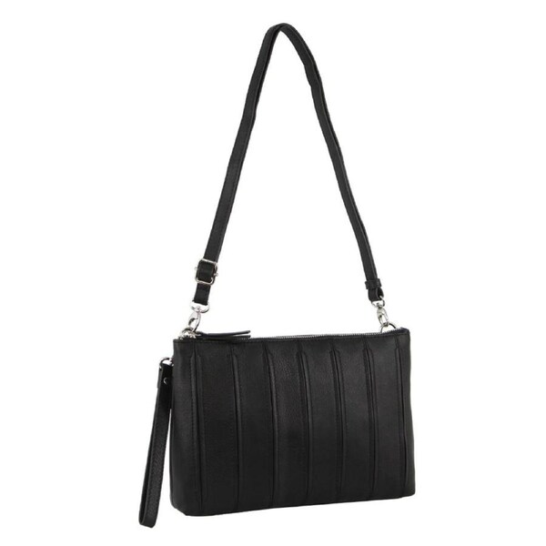 Pierre Cardin Womens Crossbody/Clutch Leather Bag in Black