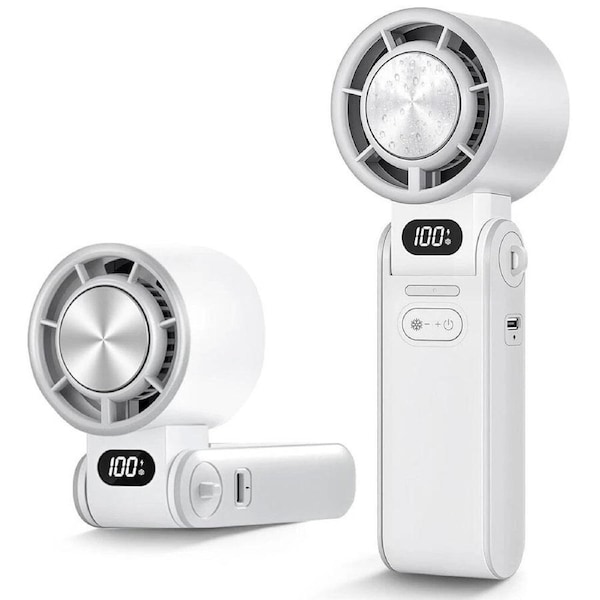 White Strong Wind Cooling Fan Portable Handheld Turbo Fan Speeds Neck Blower Mini