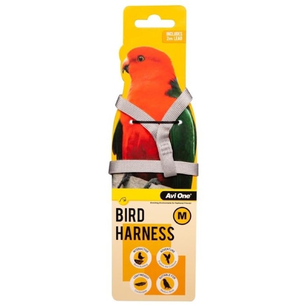 Medium Bird Harness by Avi One for Australian King Parrot, Amazon Parrot, Yellow Collar Macaw