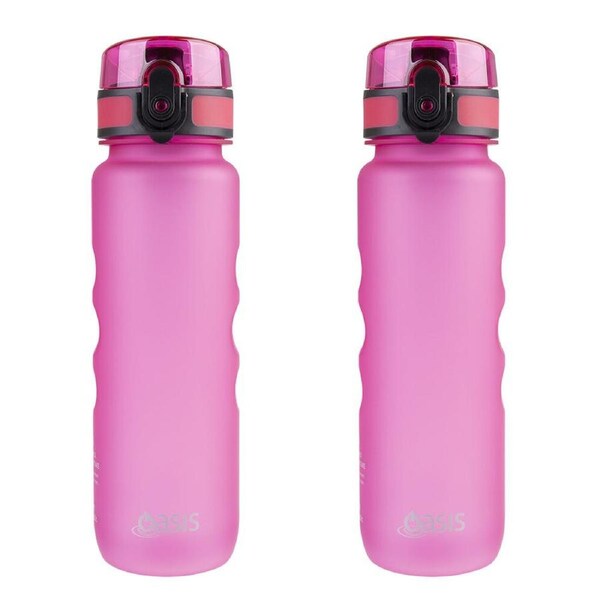 2PK Oasis Tritan Ergonomic Leak-Proof Sports Water Drink Bottle 550ml Pink
