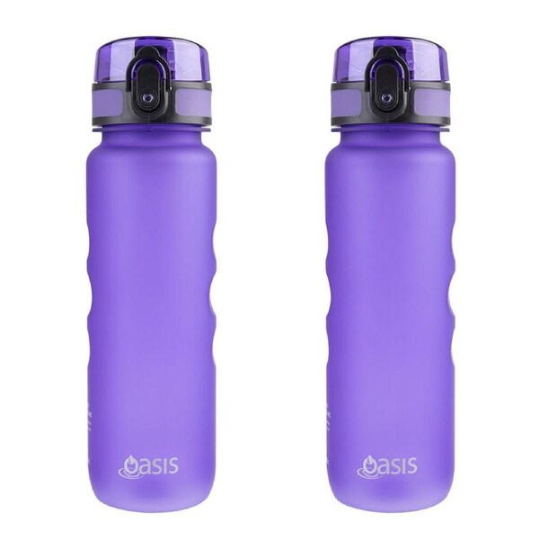 2PK Oasis Tritan Ergonomic Leak-Proof Sports Water Drink Bottle 550ml Purple