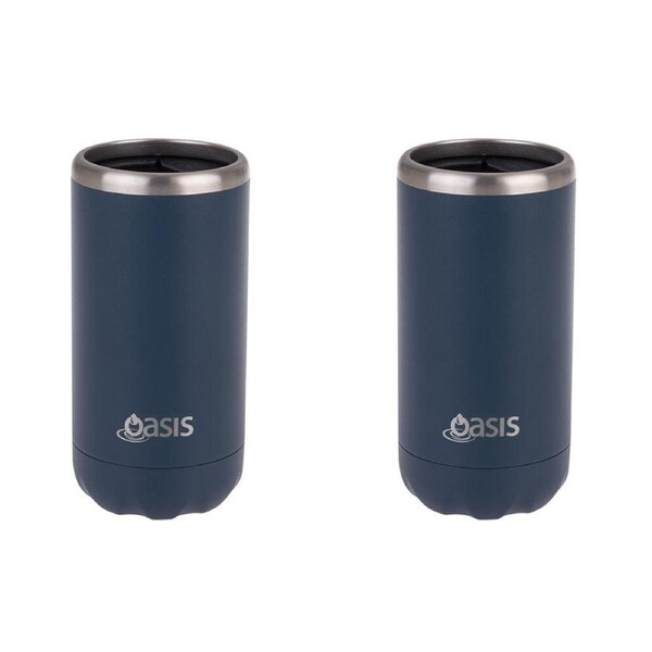 2PK Oasis Stainless Steel Insulated Cooler Can Double Walled 330ml Navy