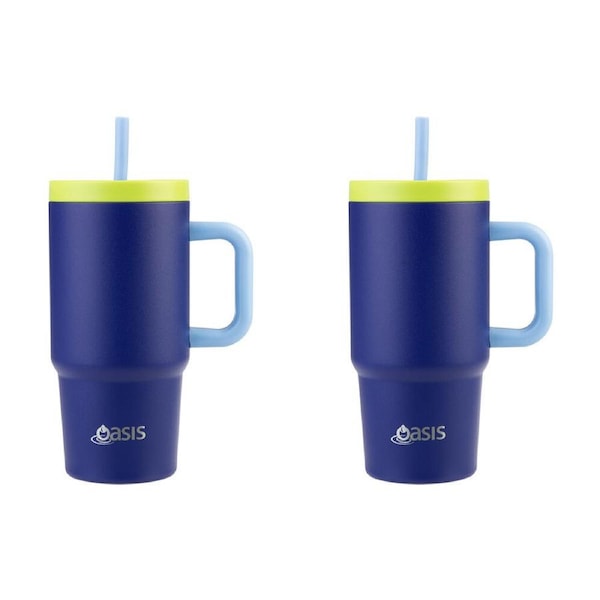 2PK Oasis Stainless Steel Jnr Commuter Travel Tumbler 700ml Peacock Blue