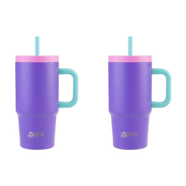 2PK Oasis Stainless Steel Jnr Commuter Travel Tumbler 700ml Mermaid Purple
