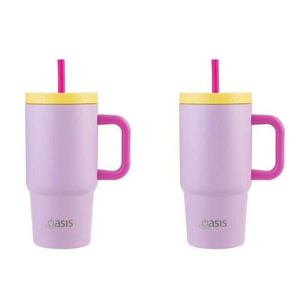 2PK Oasis Stainless Steel Jnr Commuter Travel Tumbler 700ml Bubblegum Pink