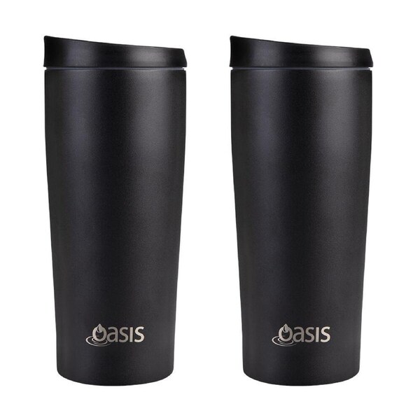 2PK Oasis Stainless Steel Insulated Travel Mug Double Walled 600ml Black