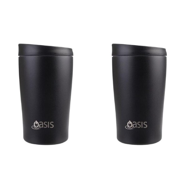 2PK Oasis Stainless Steel Insulated Travel Cup Double Walled 380ml Black