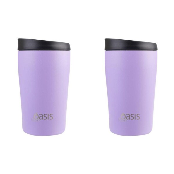 2PK Oasis Stainless Steel Insulated Travel Cup Double Walled 380ml Lavender