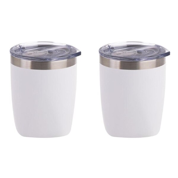 2PK Oasis Stainless Steel Double Wall Insulated Old Fashion Tumbler 300ml White