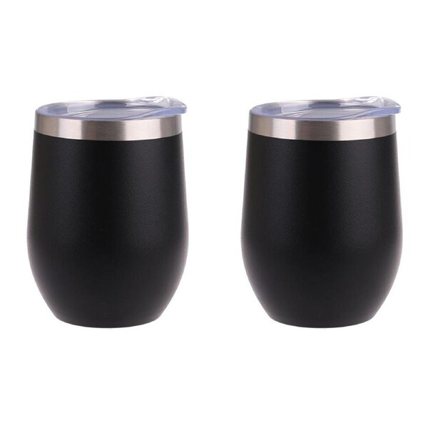 2PK Oasis Stainless Steel Insulated Wine Tumbler Double Walled 330ml Matte Onyx