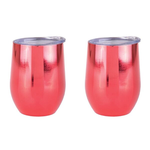 2PK Oasis Stainless Steel Insulated Wine Tumbler Double Walled 330ml Ruby