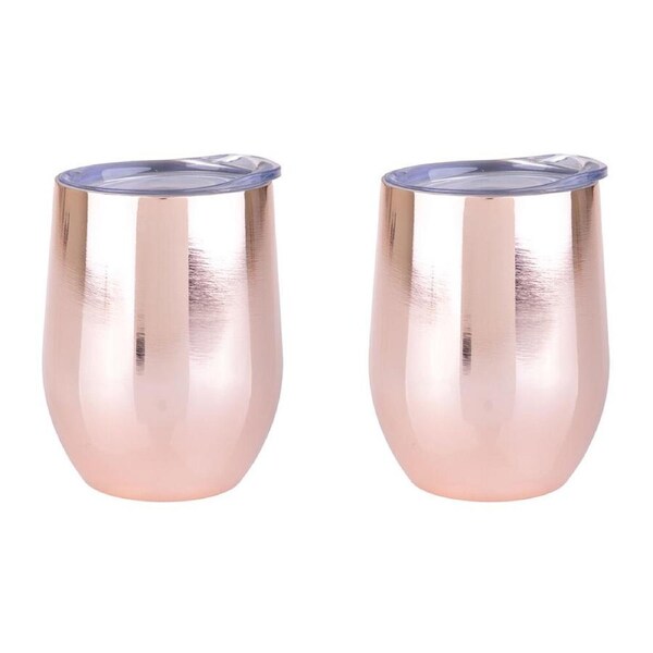 2PK Oasis Stainless Steel Insulated Wine Tumbler Double Walled 330ml Gold