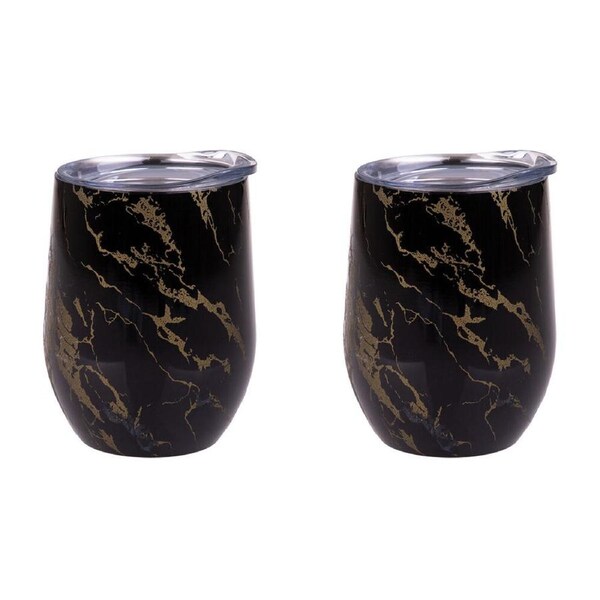 2PK Oasis Stainless Steel Insulated Wine Tumbler Double Walled 330ml Gold Onyx