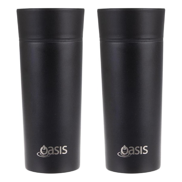 2PK Oasis Stainless Steel Insulated Travel Mug Double Walled 360ml Black