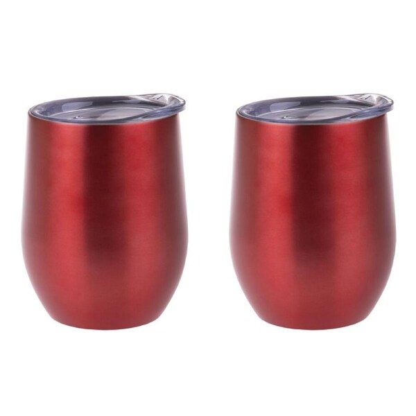 2PK Oasis Stainless Steel Insulated Wine Tumbler Double Walled 330ml Ruby