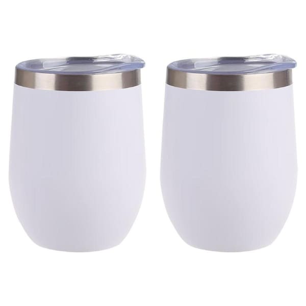 2PK Oasis Stainless Steel Insulated Wine Tumbler Double Walled 330ml Matte White