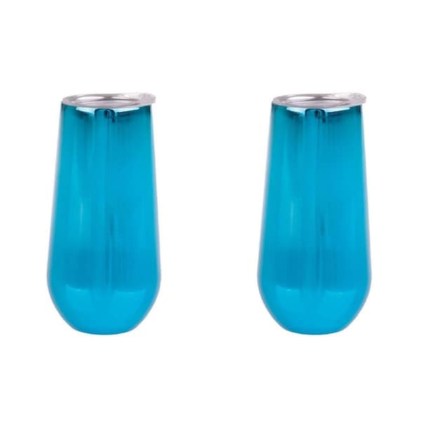 2PK Oasis Stainless Steel Insulated Champagne Flute Double Walled 180ml Sapphire