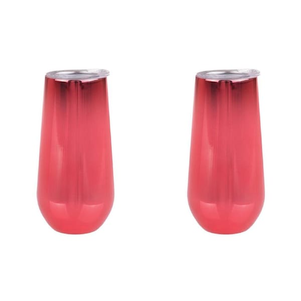 2PK Oasis Stainless Steel Insulated Champagne Flute Double Walled 180ml Ruby