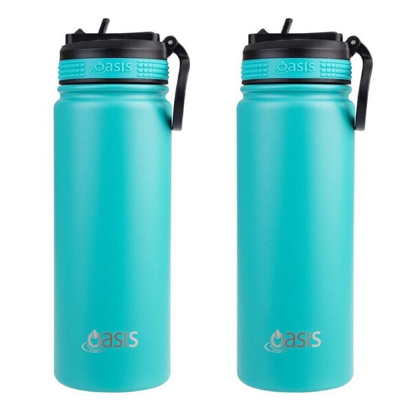 2PK Oasis Stainless Steel Challenger Sports Drink Bottle 550ml Turquoise