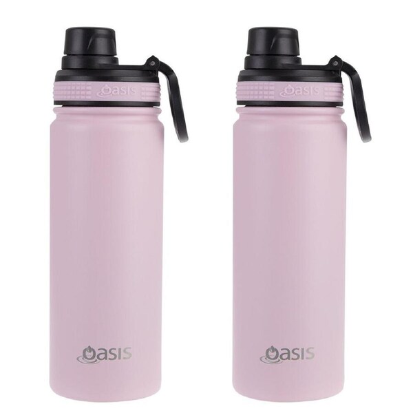 2PK Oasis Stainless Steel Challenger Sports Bottle w/Cap 550ml Carnation