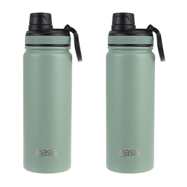 2PK Oasis Stainless Steel Challenger Sports Bottle w/Cap 550ml Sage Green