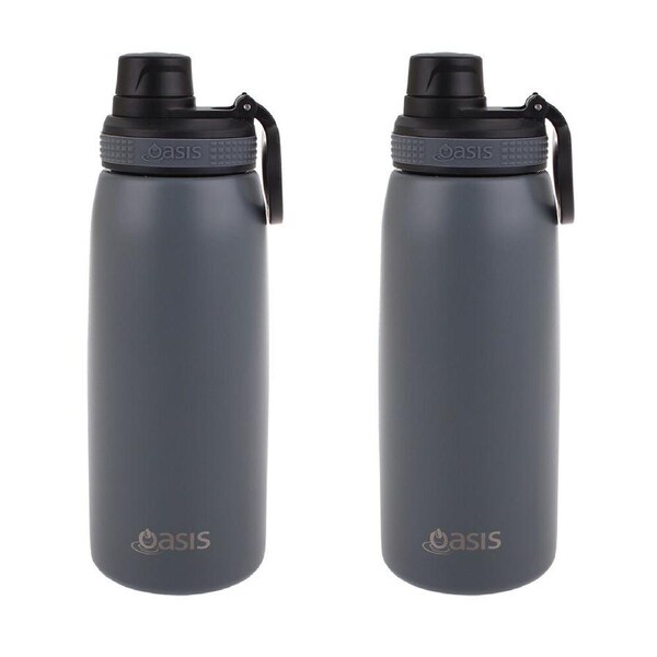 2PK Oasis Stainless Steel Insulated Sports Bottle w/ Screw Cap 780ml -Steel