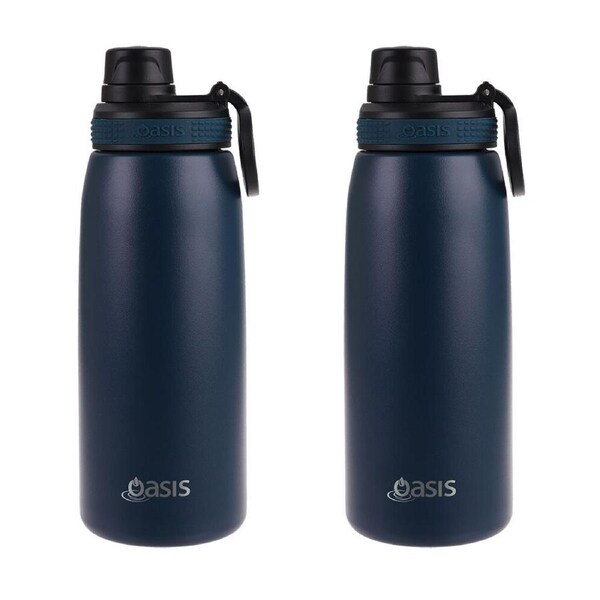 2PK Oasis Stainless Steel Insulated Sports Bottle w/ Screw Cap 780ml Navy