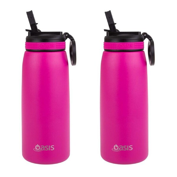 2PK Oasis Stainless Steel Double Wall Sports Bottle w/ Sipper 780ml Fuchsia