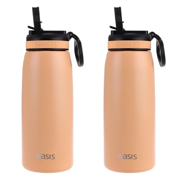 2PK Oasis Stainless Steel Double Wall Sports Bottle w/ Sipper 780ml Rockmelon