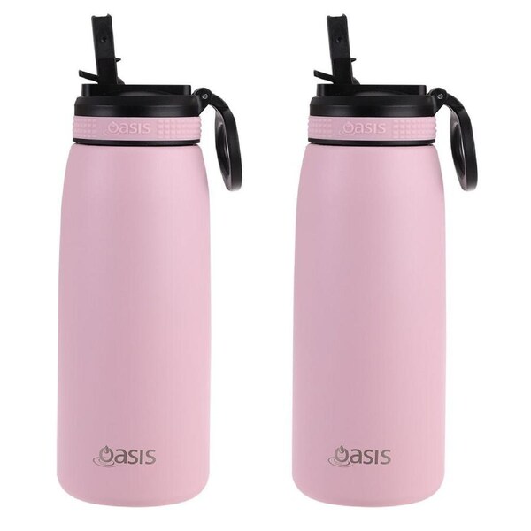2PK Oasis Stainless Steel Double Wall Sports Bottle w/ Sipper 780ml Carnation