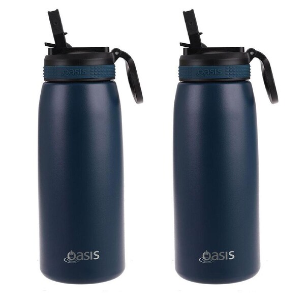 2PK Oasis Stainless Steel Double Wall Sports Bottle w/ Sipper 780ml Navy