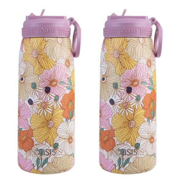 2PK Oasis Stainless Steel Insulated Sports Bottle w/ Sipper 780ml Retro Floral