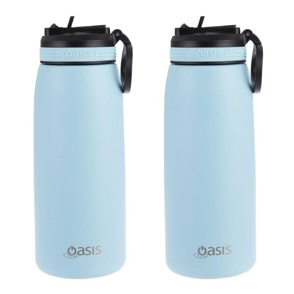 2PK Oasis Stainless Steel Double Wall Sports Bottle w/ Sipper 780ml Island Blue