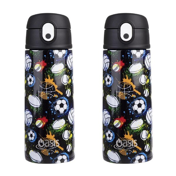 2PK Oasis Stainless Steel Insulated Kids Drink Bottle w/Straw 550ml Sports