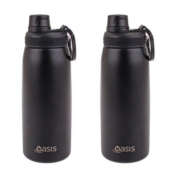 2PK Oasis Stainless Steel Insulated Sports Bottle w/ Screw Cap 780ml Black