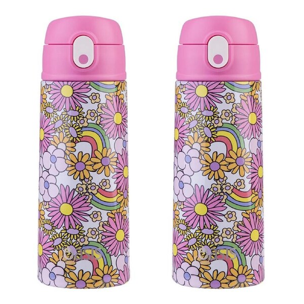 2PK Oasis Stainless Steel Insulated Kids Drink Bottle w/Straw 550ml Flower Power