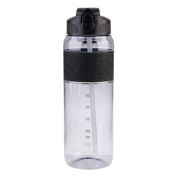 Oasis Tritan Sports Water Drinking Bottle w/ Sipper Straw 1L Carbon Black