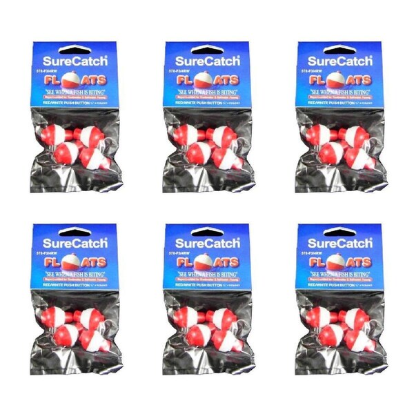 6x 4pc SureCatch 3/4inch Push Button Fishing Floats Fresh/Saltwater Tackle